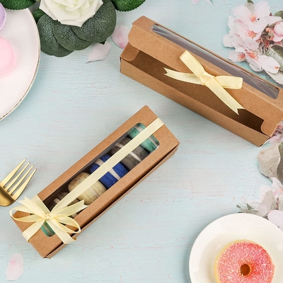 Κιβώτιο επιλογής Macaron 25 πακέτων με τη σαφή κορδέλλα 6 παραθύρων Macaron